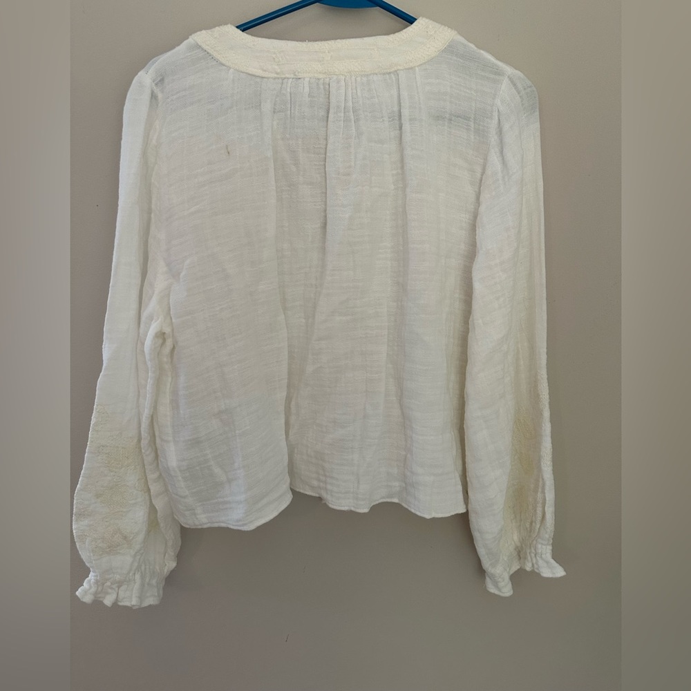 Zara XS floral embroidery gauzy tunic top - Picture 9 of 11